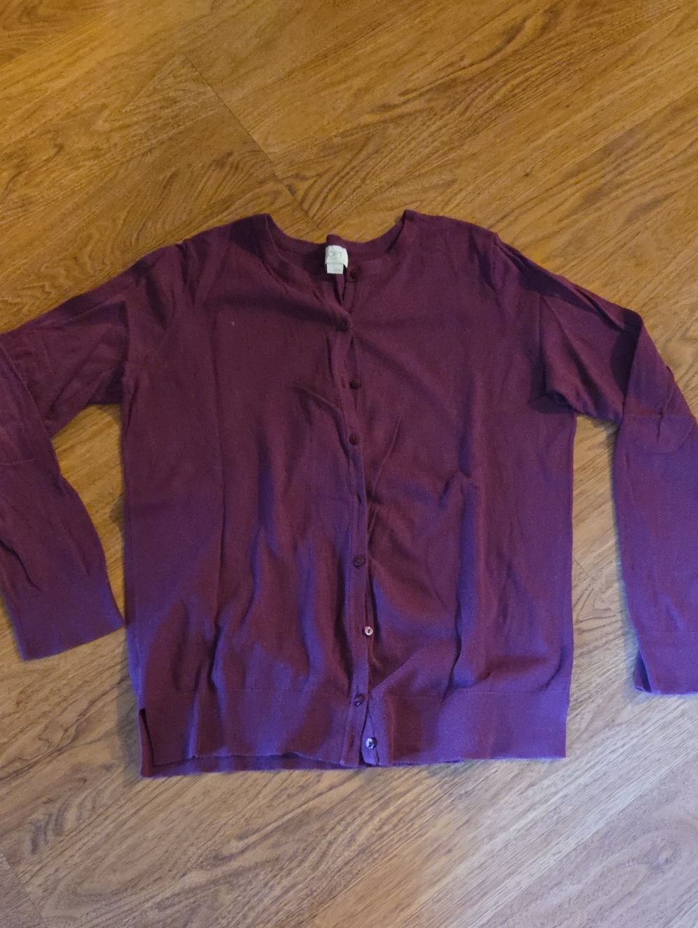 LOFT Women's Plum Button-Front Cardigan - Size LARGE